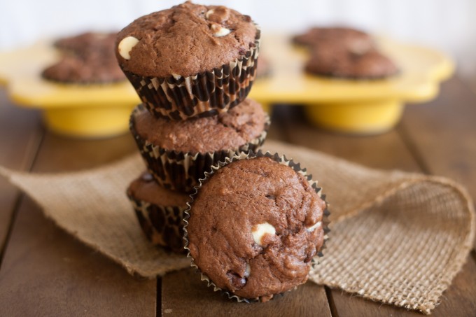 Chocolate Muffins in a Pile