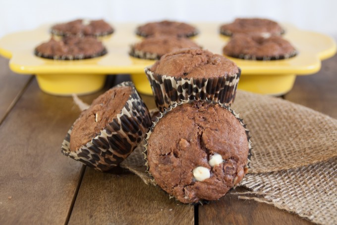 Chocolate Muffins in a Stack