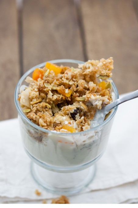 Granola with Spoon in Bowl