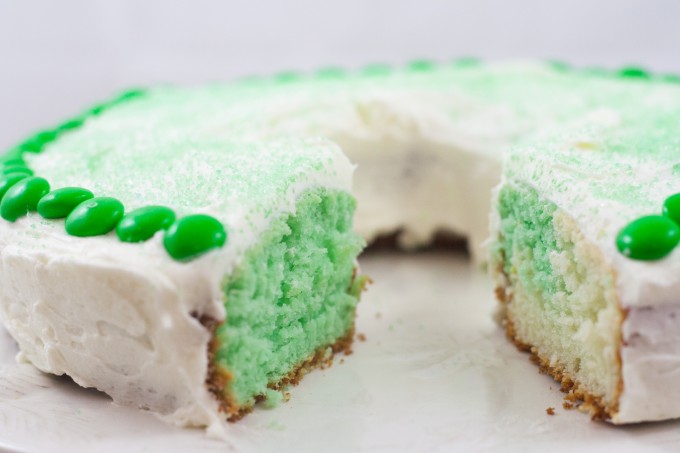 Green & White Cake - Cut