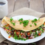 Omelette Stuffed with Veggies and Ham