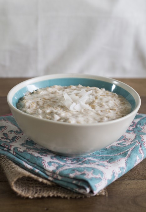 Coconut Oatmeal, sweetened with Maple Syrup