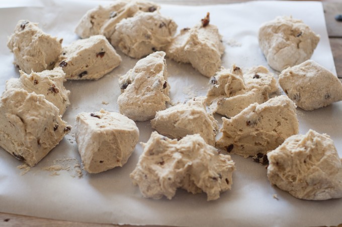 Hot Cross Bun Dough, divided into 16 pieces