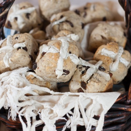 Hot Cross Buns in a Basket