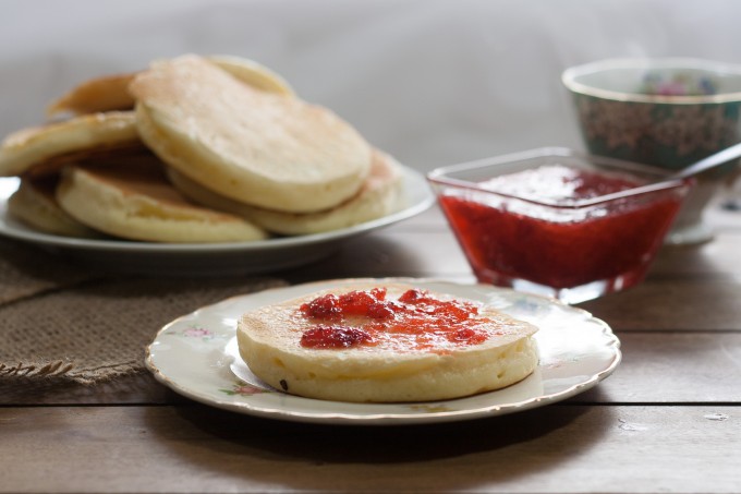 Side View of Pikelet on a plate