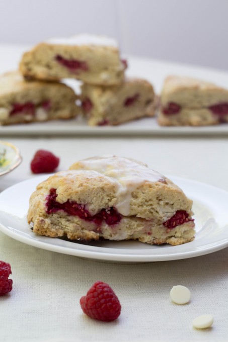 Raspberry and White Chocolate Scone on Plate