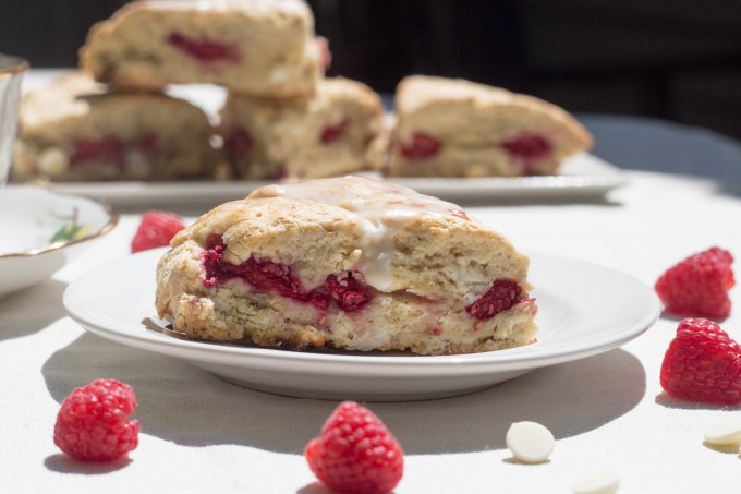 White Chocolate and Raspberry Scone Close Up