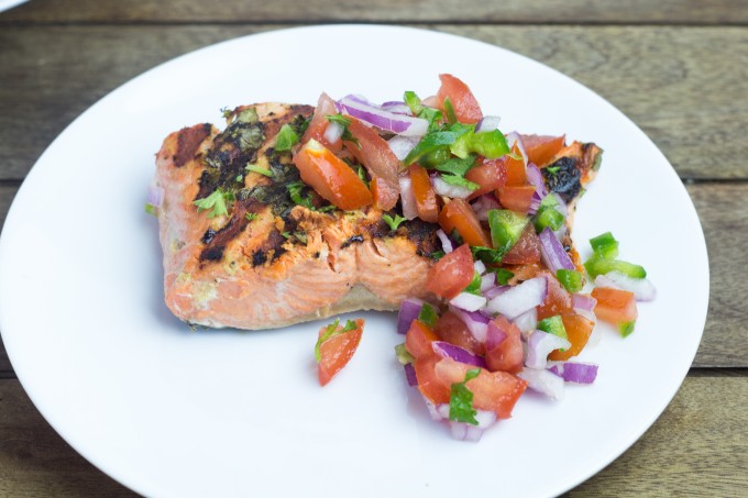 Salmon with Herbs and Tomato Salsa