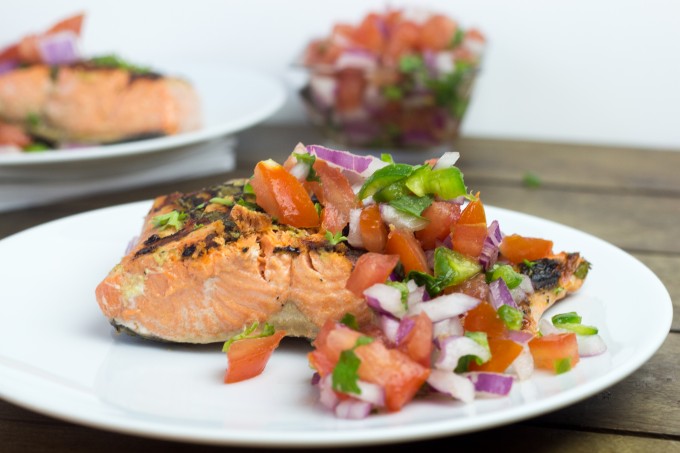 Salmon with Herbs and Tomato Salsa