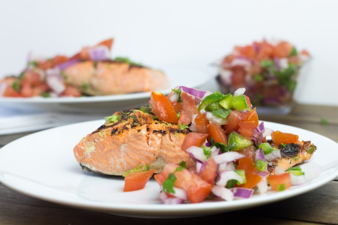 Salmon with Herbs and Tomato Salsa
