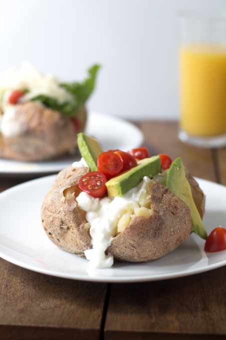 Baked Potato with Cottage Cheese and Salad