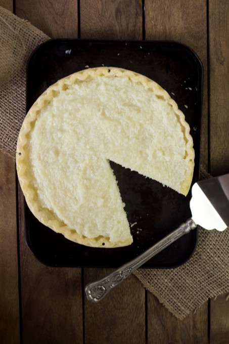 Looking Down on Cut Coconut Pie