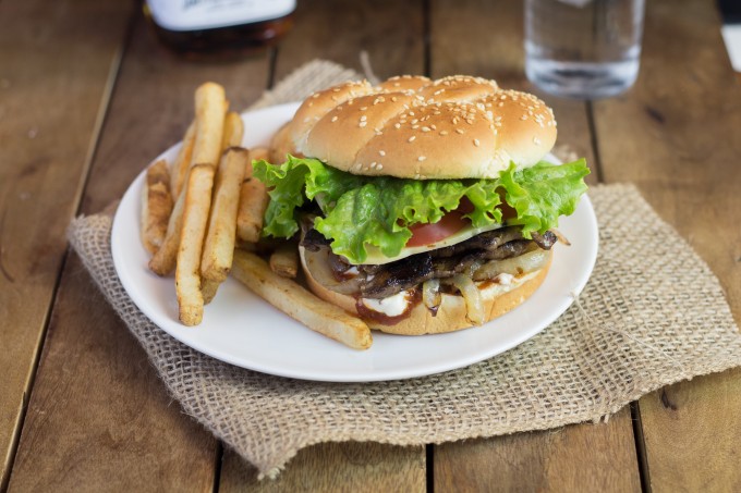 Steak Burger with Whiskey Onions