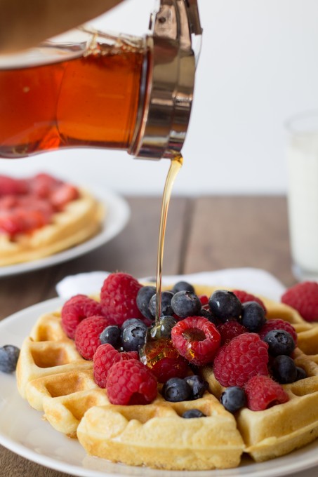 Buttermilk Waffles topped with fruit