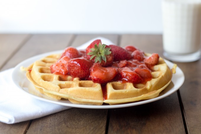 Buttermilk Waffles with Strawberry Compote