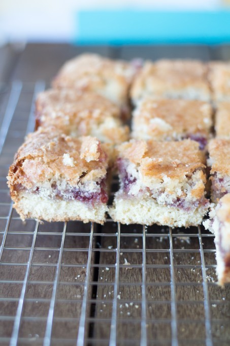 Raspberry Coconut Squares, fresh out of the oven