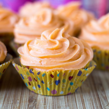 Orange Cream Frosting on a Simple Chocolate Cupcake