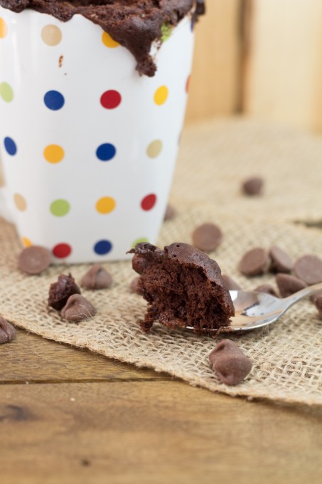 A bite of Chocolate Cake in a Mug