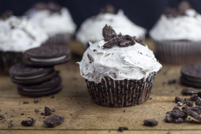 Chocolate Cupcakes with Cookies & Cream Frosting