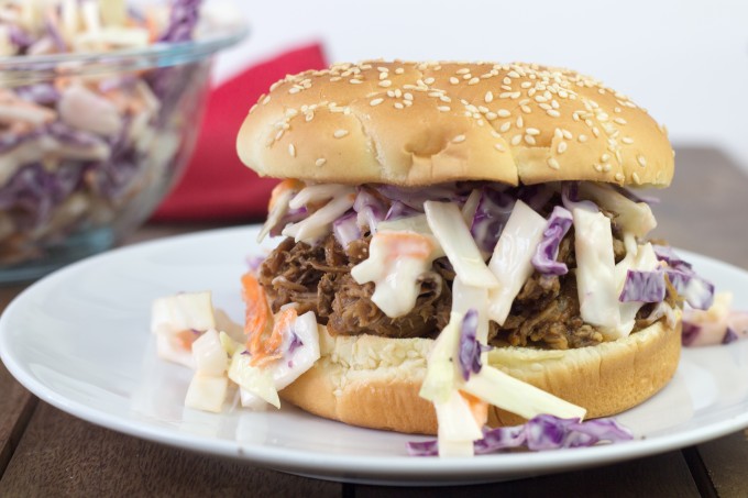 Coleslaw on Pulled Pork Burger