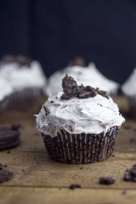 Cookies & Cream Frosting on Chocolate Cupcakes