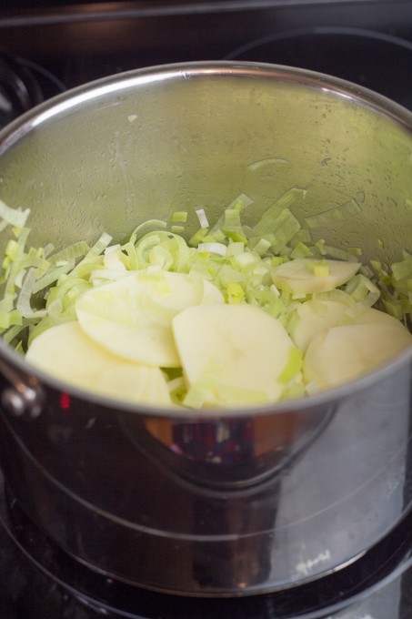 Making Potato and Leek Soup