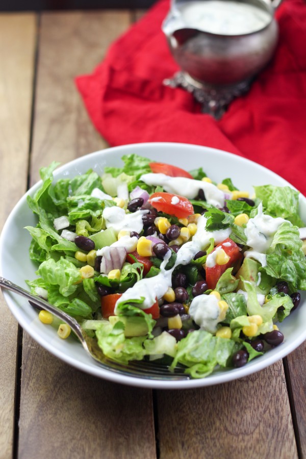 Mexican Salad with a Light and Creamy Lime & Cilantro Dressing