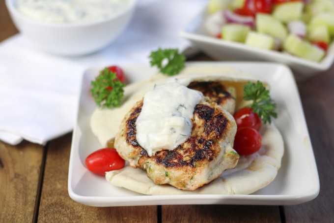 Turkey Burgers with Greek Salad