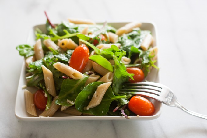 Pasta & Baby Greens Salad with Fork