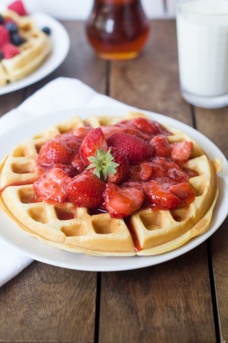 Strawberry Compote on Buttermilk Waffles