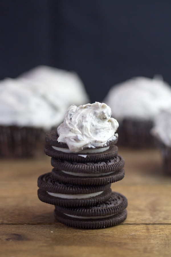 Chocolate Cupcakes with Cookies & Cream Frosting