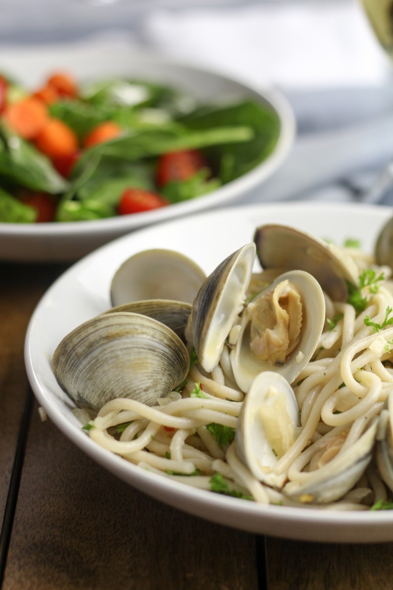 Clams with Garlic & Herb Spaghetti